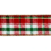 1.5" x 30ft. Red & Green Plaid Wired Ribbon by Celebrate It®