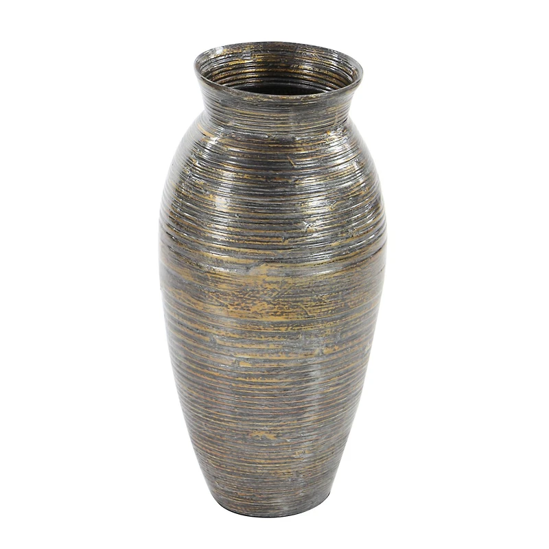 Brown Bamboo Traditional Vase, 20" x 10" x 10"