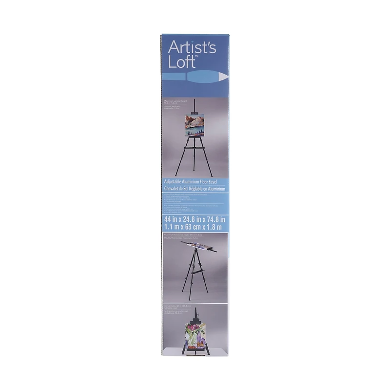 Adjustable Black Aluminum Floor Easel by Artist's Loft™
