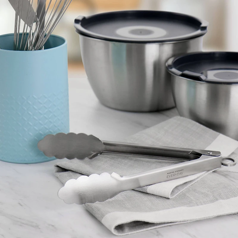 Martha Stewart Everyday Stainless Steel Easy-Lock Tongs