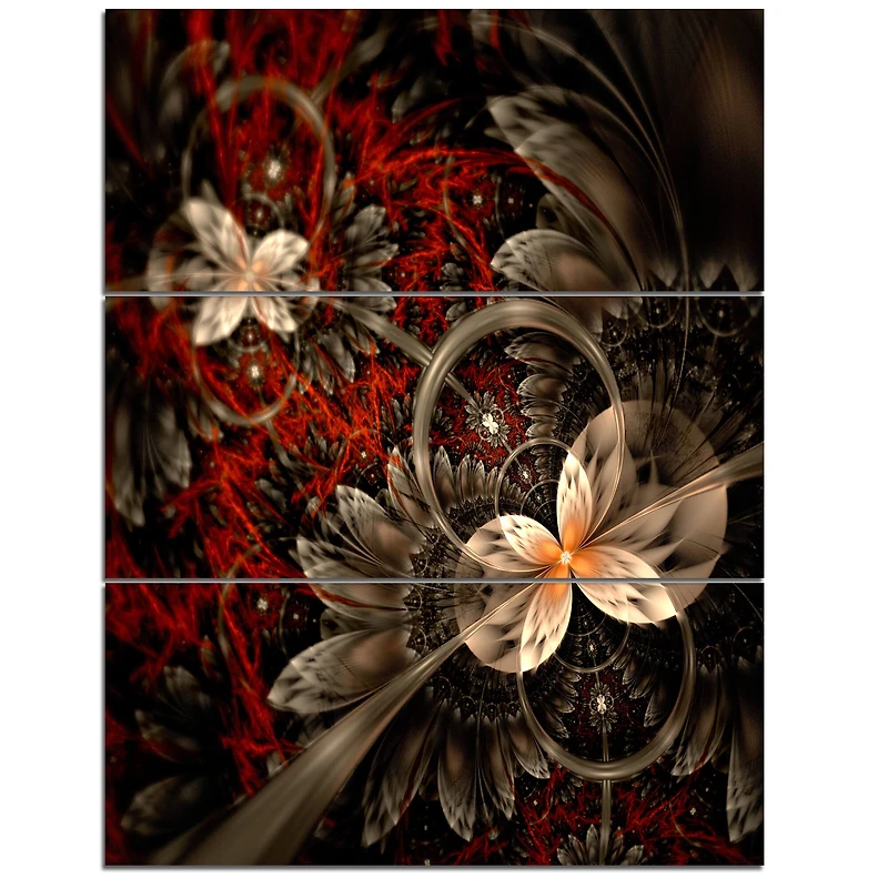 Designart - Red and Orange Fractal Flower Pattern