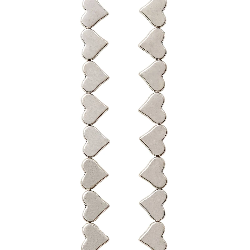 12 Pack: Silver Metal Heart Beads, 6mm by Bead Landing™