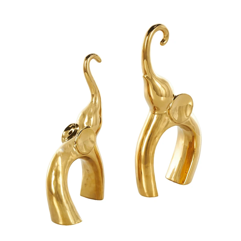 Abstract Arched Elephant Ceramic Sculpture Set