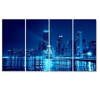 Designart - Blue Chicago Skyline Night