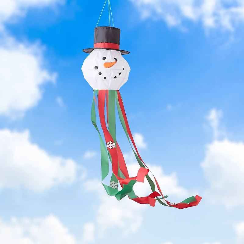 53" Red, Green & White Snowman Windsock