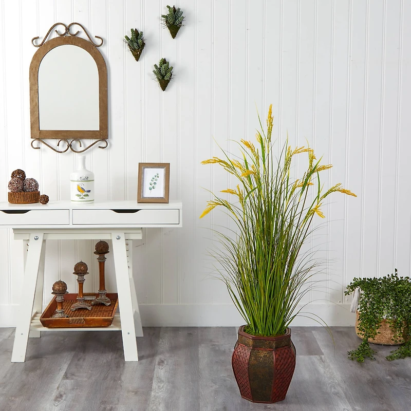 4.4ft. Wheat Grain Plant in Decorative Planter