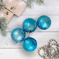 32ct. 3.5" Turquoise Blue Shatterproof Shiny Christmas Ball Ornaments