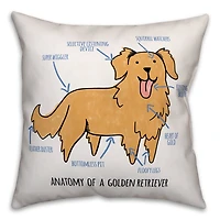 Golden Retriever Anatomy Throw Pillow