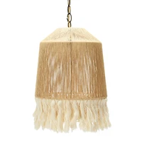 Hello Honey® 16" Coastal Pendant Lamp with Natural Paper Rope Shades, Fringe Detail and Iron Base