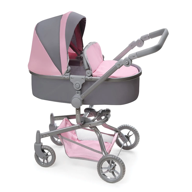 Badger Basket Gray & Pink Daydream Multi-Function Single Doll Pram & Stroller