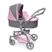 Badger Basket Gray & Pink Daydream Multi-Function Single Doll Pram & Stroller
