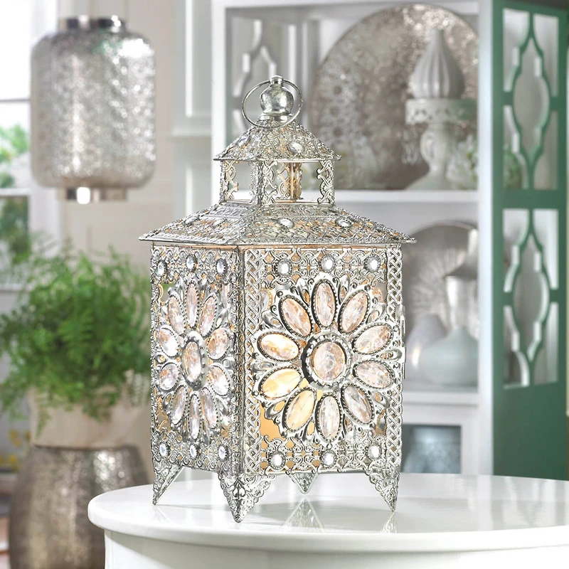 13.5" Crown Jewels Candle Lantern