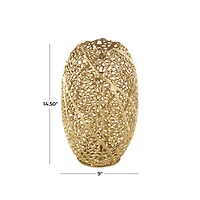 14.5" Gold Aluminum Abstract Metallic Coral Inspired Vase