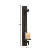 Black Iron Rustic Candle Wall Sconce, 36" x 8" x 5"