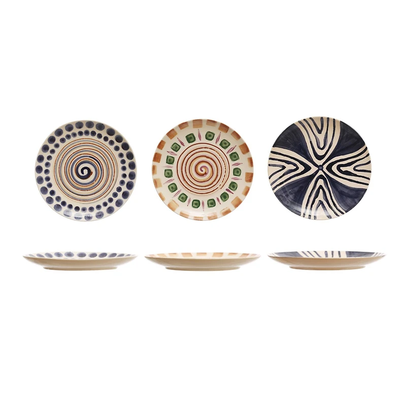 Hello Honey® 8" Geometric Print Stoneware Dinner Plate Set