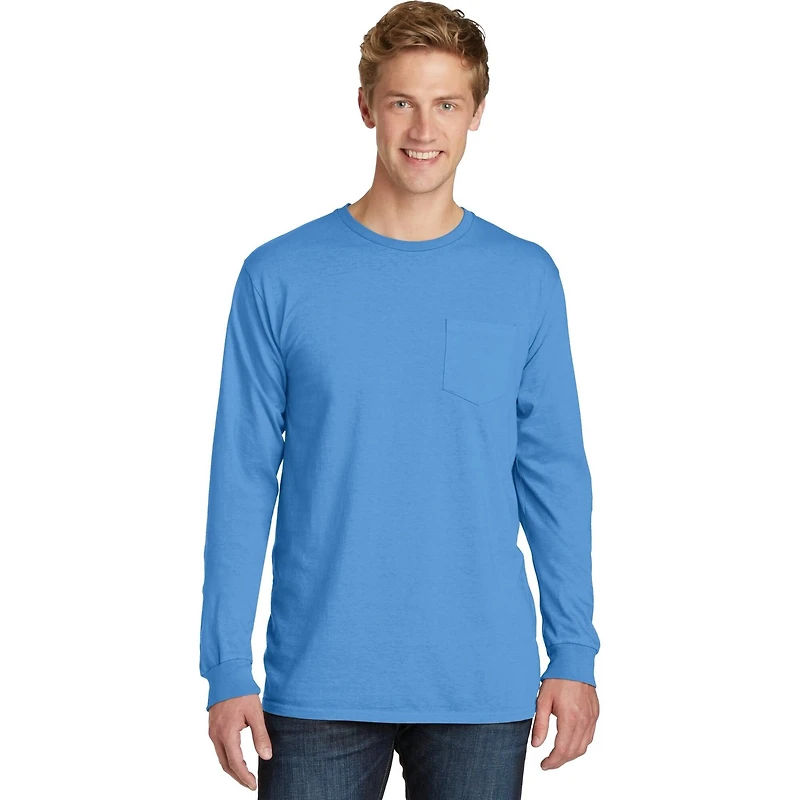 Port & Company® Beach Wash® Garment-Dyed Long Sleeve Pocket T-Shirt