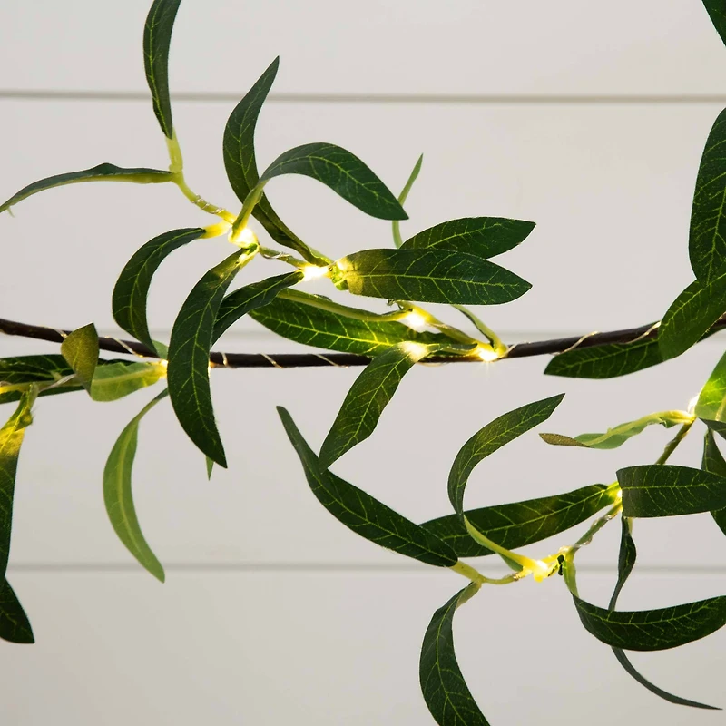 6.5ft. Pre-Lit LED Green Olive Leaf Garland