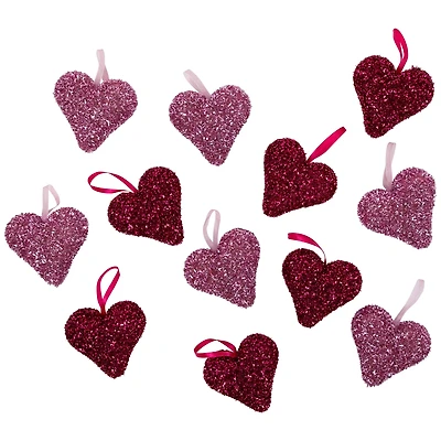 4" Tinsel Shimmering Heart-Shaped Valentine's Day Hanging Décor, 12ct.