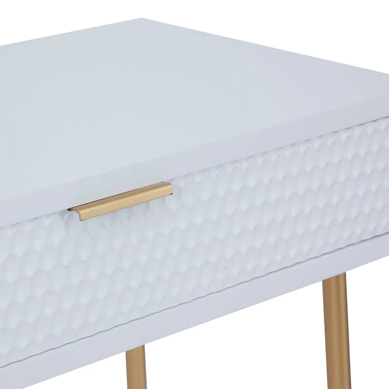 Set of 2" White Wood Contemporary Console Table with Mirror, 31" x 31" x 16"