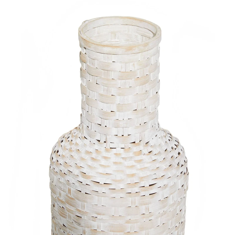White Bamboo Tall Woven Floor Vase 8" x 8" x 22"