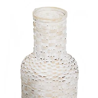 White Bamboo Tall Woven Floor Vase 8" x 8" x 22"