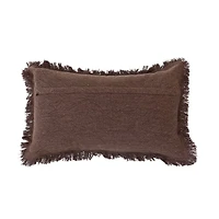 Hello Honey® 20" x 12" Brown & Cream Hello Fall Stonewashed Cotton Tufted Lumbar Pillow with Fringe