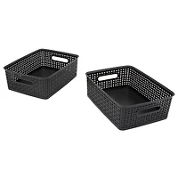 Advantus® Medium Black Plastic Weave Bin, 2ct.