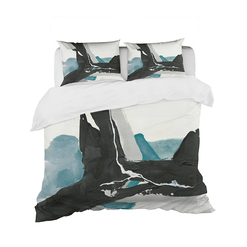 Designart 'Geometric Black and Teal III' Geometric Bedding Set