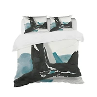 Designart 'Geometric Black and Teal III' Geometric Bedding Set