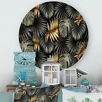 Designart - Black and Gold Tropical Leaves II
