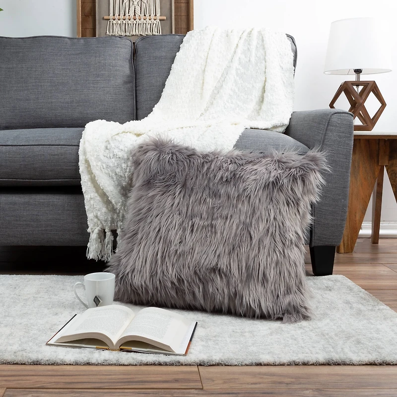 Hastings Home Faux Fur Pillow