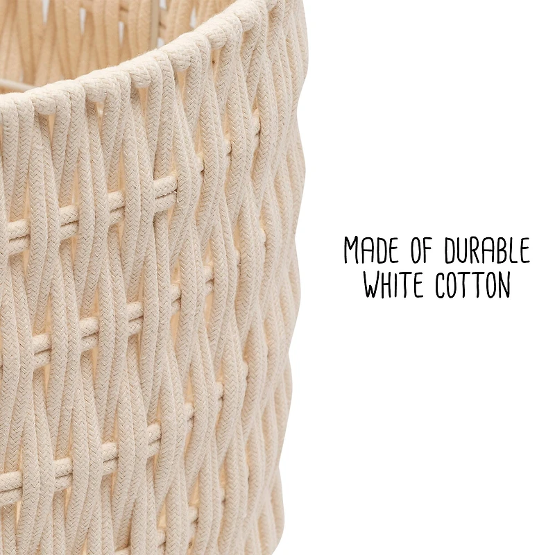 White Metal Frame Nesting Rope Baskets, 3ct.