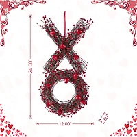 Glitzhome® 24" Red Valentine's XO Shaped Wreath