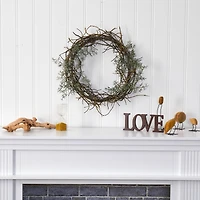 17" Frosted Twig Wreath