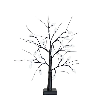 2ft. Pre-Lit Artificial Halloween Ghost Twig Tree with 24 Purple LED Lights