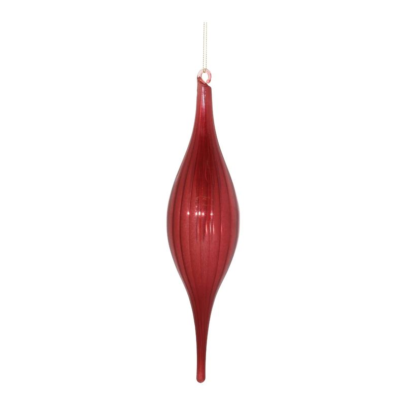 10.5" Red Ribbed Glass Drop Ornaments, 6ct.