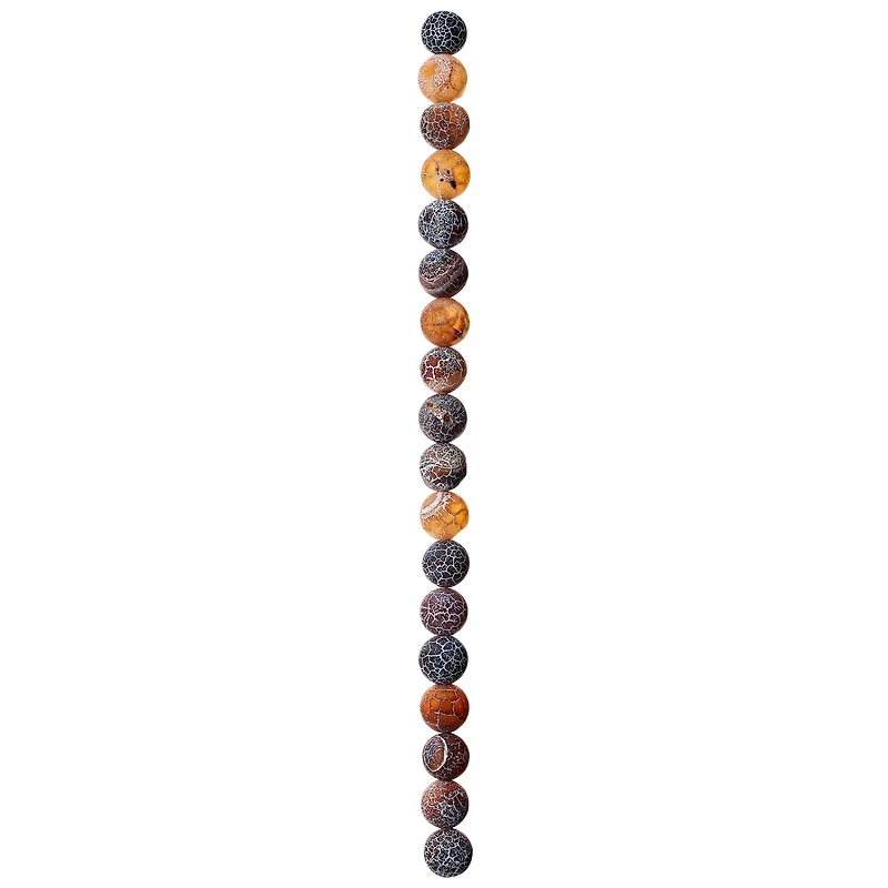 12 Packs: 18 ct. (216 total) Brown & Black Agate Crackle Matte Round Beads, 10mm by Bead Landing™