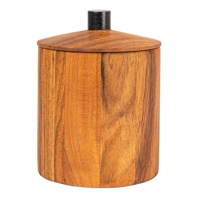 Hello Honey® 8.5" Natural Round Acacia Wood Canister with Handle