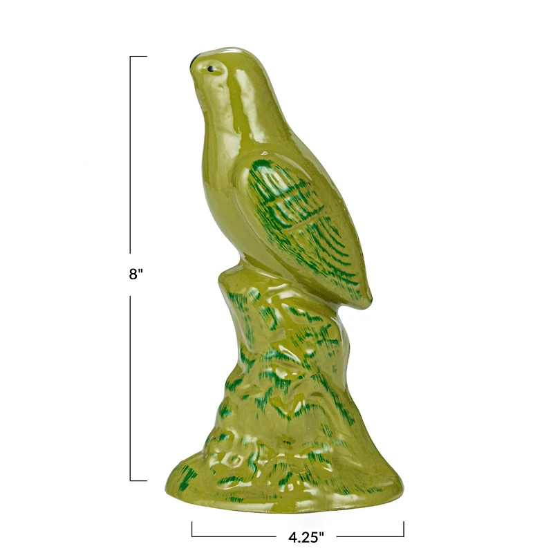 Hello Honey® 8" Green Bird Reclaimed Glass Tabletop Décor