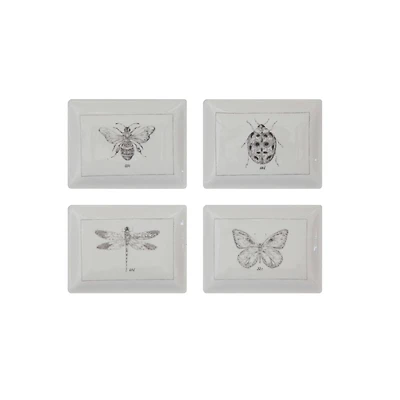 Hello Honey® 4" x 3" Rectangle Ceramic Dishes with Insect Images Set