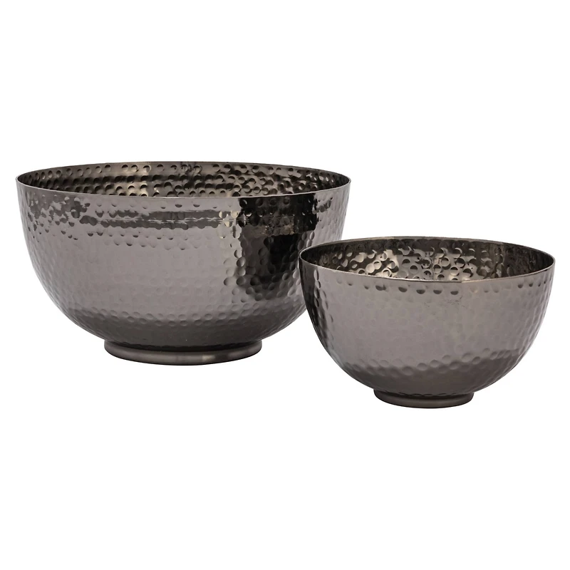 Hello Honey® Silver Finish Round Hammered Metal Bowl Set