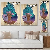 Designart - Portrait of Afro American Woman With Blue Hair II