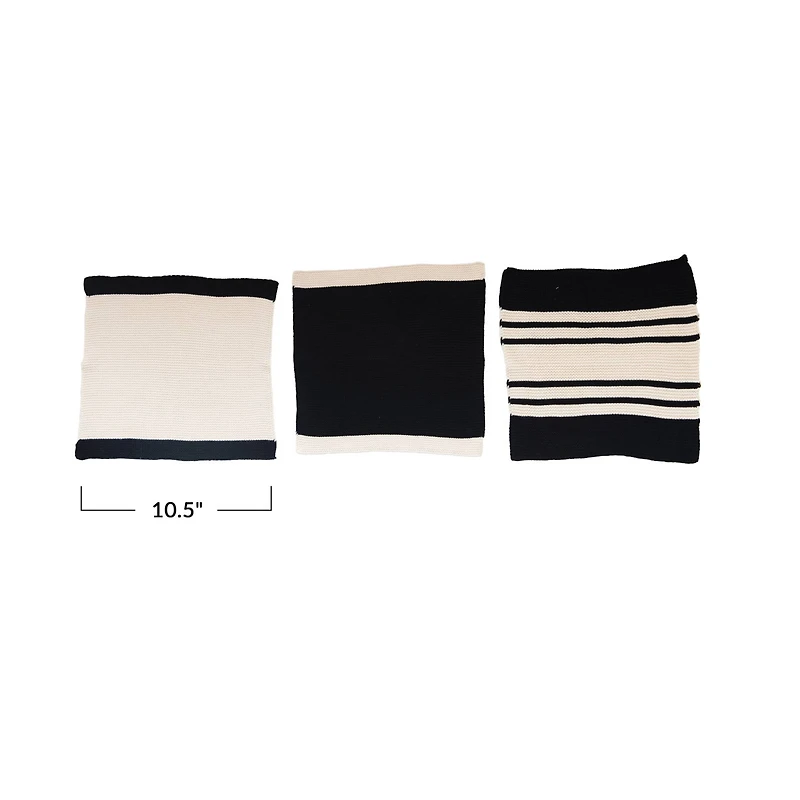 Hello Honey® Black & White Square Cotton Dishcloth Set