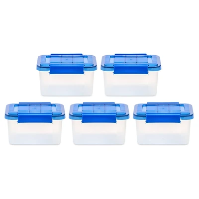 IRIS Element Resistant Clear Plastic Storage Boxes with Blue Lid