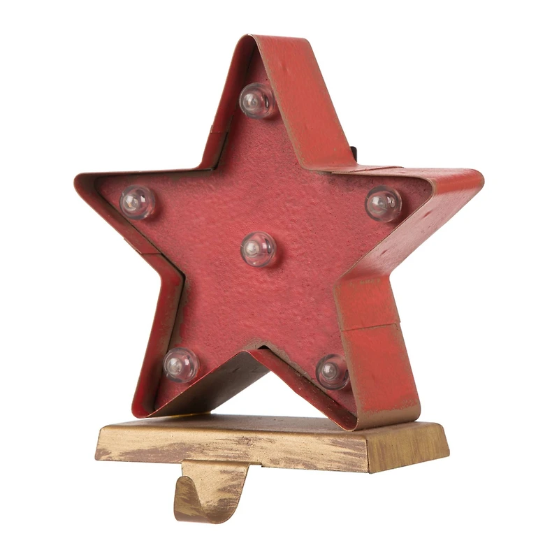 Glitzhome® 7" Marquee LED Star Stocking Holder Set
