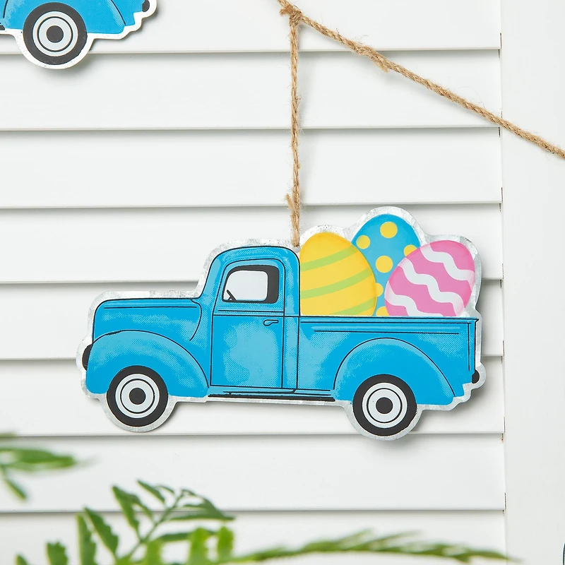 Glitzhome® Easter Metal Truck Garland