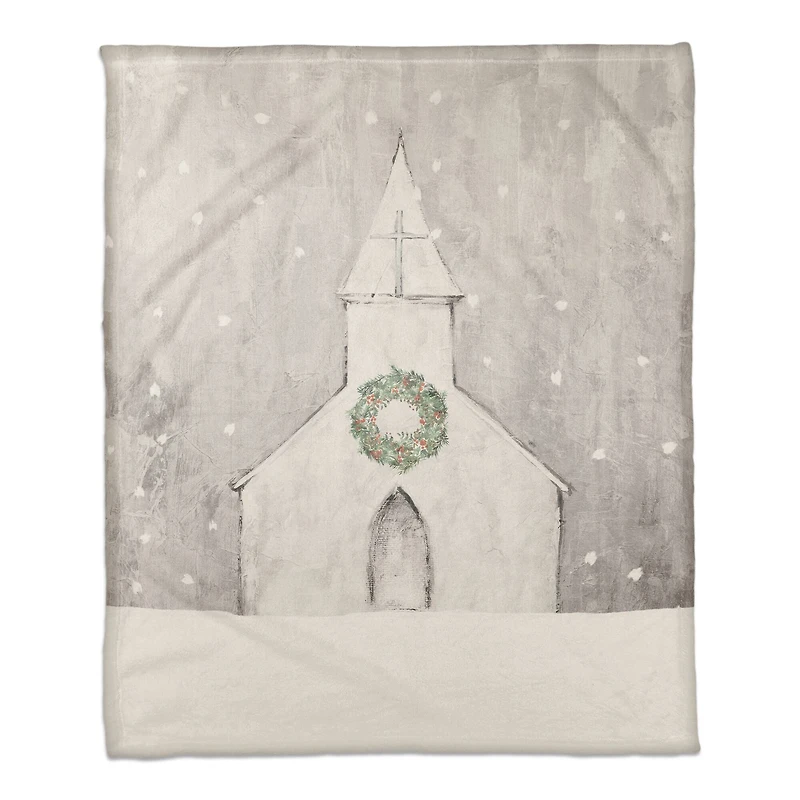 Gray Church 50x60 Coral Fleece Blanket