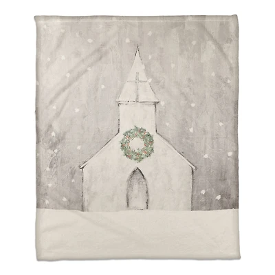 Gray Church 50x60 Coral Fleece Blanket