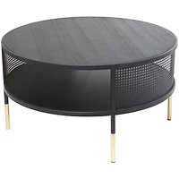 32" Black Metal Open Grid Frame Coffee Table