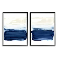Stupell Industries Coastal Brushstrokes Abstract Beach Ombre Design Framed Wall Art Set